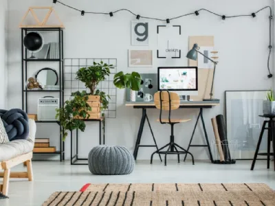 Postazione smart working nel living