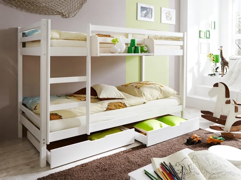 Modello di letto a castello in legno di pino