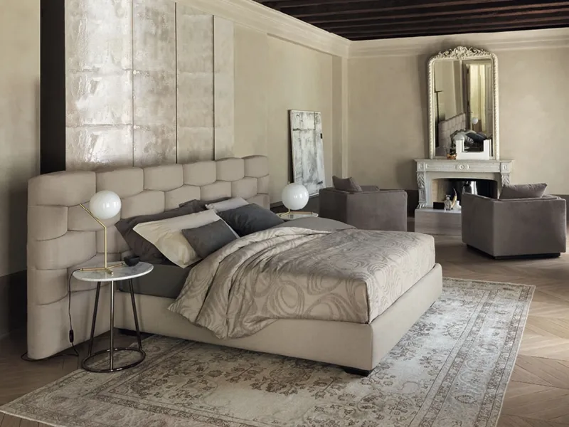 Majal è il letto tessile di Flou liberamente configurabile