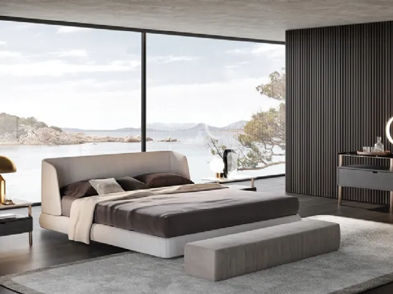 Letto modello Virgin di MisuraEmme in tessuto grigio tortora