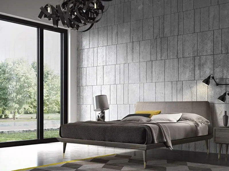Letto in rovere con testata in tessuto, COCÒ 085 di Calesella Arredamenti design by Stefano Spessotto