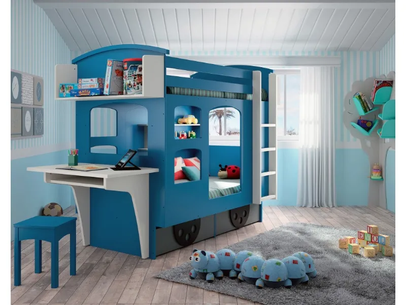 Letto bambini a forma di roulotte romantico di Mathy by Bols