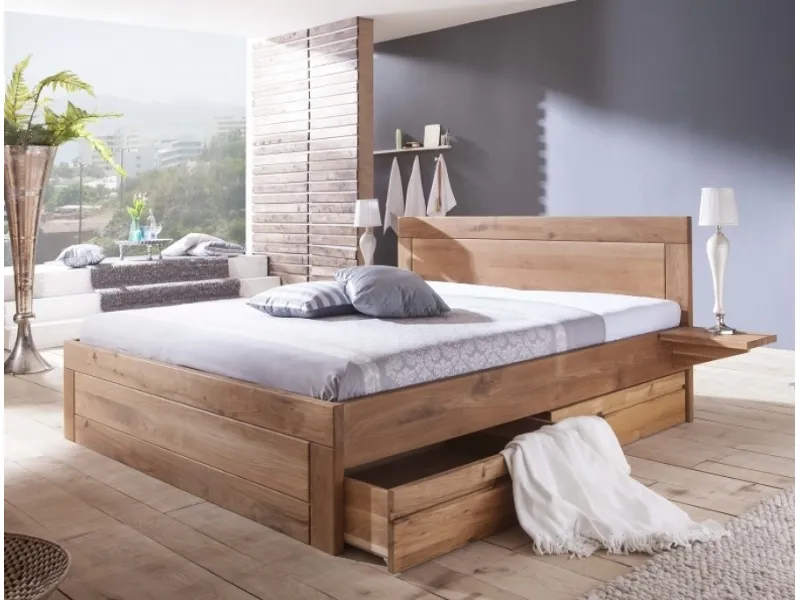 letto in legno con cassetti