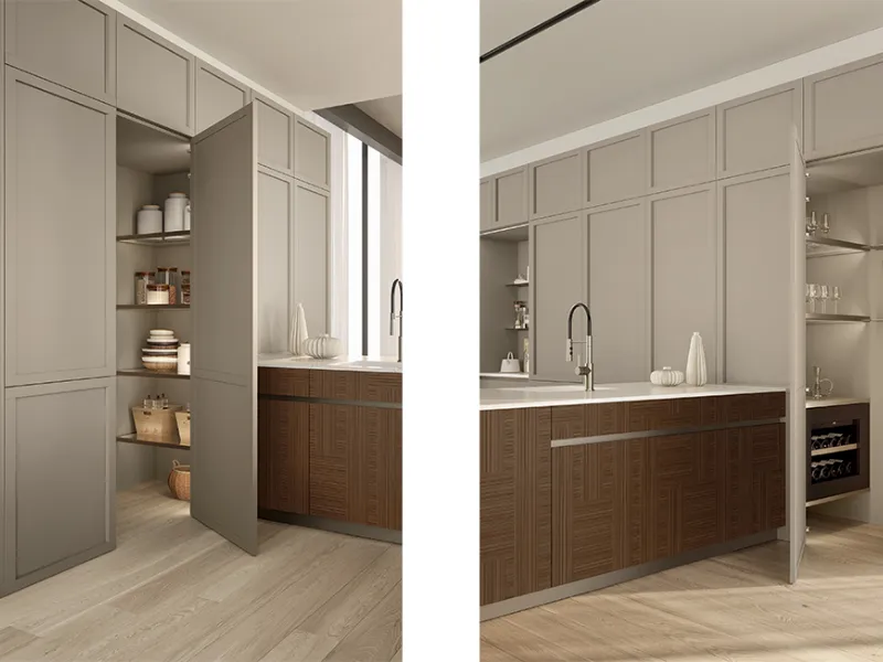 Cucina Convivio con colonne Walk-In contenitive a parete