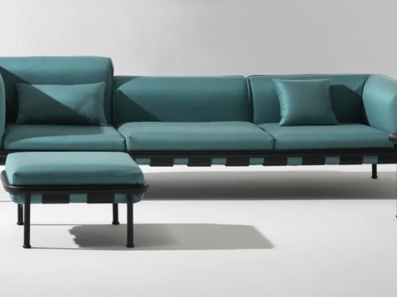 Dock di Emu, designer Sebastian Herkner, un sistema modulare di divani ispirato all'idea grafica del cesto di vimini