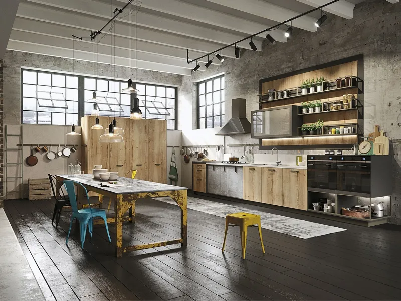 Loft di Snaidero è un mix&match di elementi e superfici personalizzati