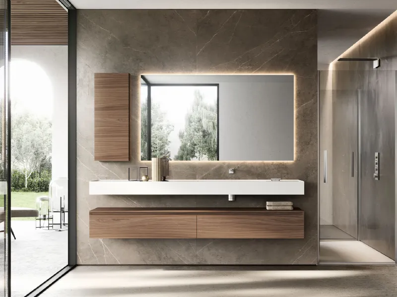 mobile bagno con vetro retroilluminato cubic