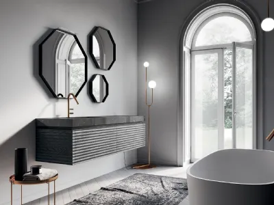 Mobile bagno nero con specchi di design