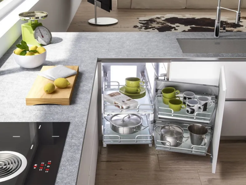 Esempio cucina con cassetti angolari, cucina marca Vibo