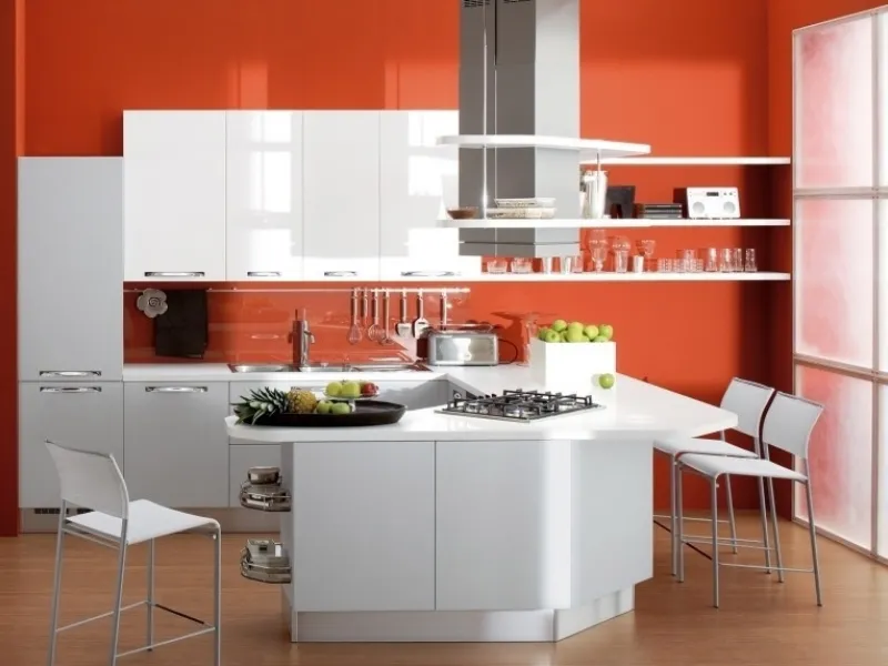 Pareti colorate cucina bianca 