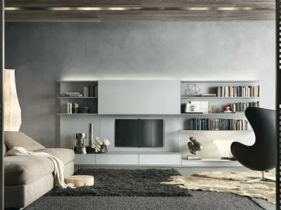 living moderno con parete Abacus Rimadesio