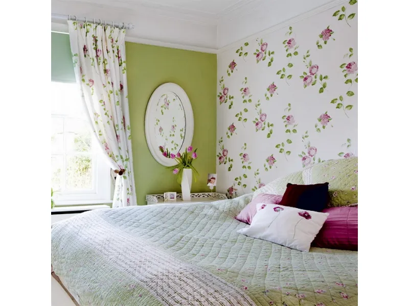 camera da letto con pittura verde