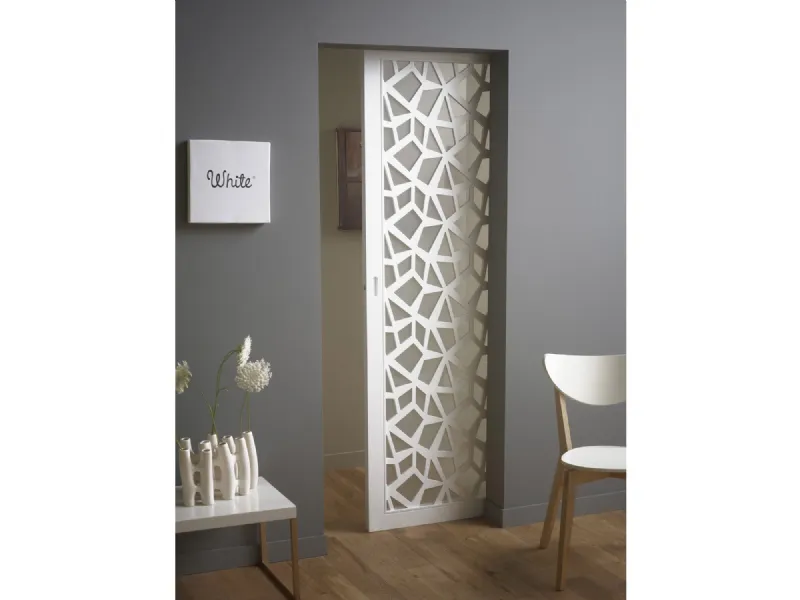Porta scorrevole in vetro e legno