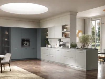 Moon 2, Cucina ad angolo con piano snack di Moretti Compact Cucine