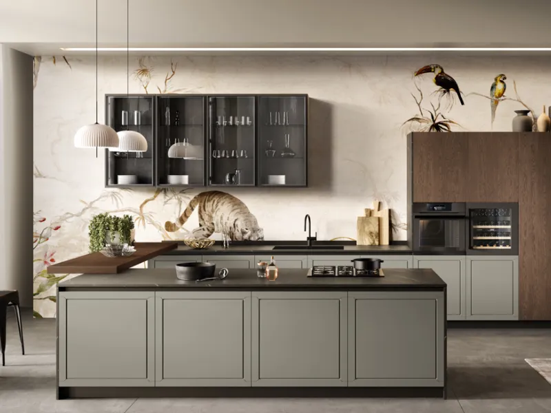 Myriad 1, Cucina con penisola e piano di collegamento di Moretti Compact Cucine