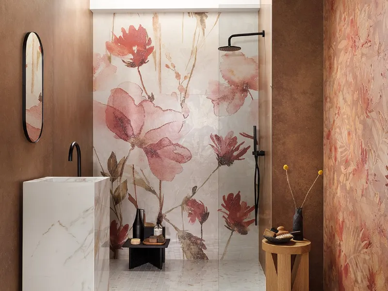 Flower Corten, decoro floreale di FAP Ceramiche