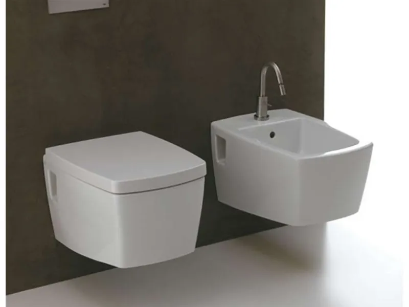 Vaso e bidet retrò squadrati Axa X-tre sospesi