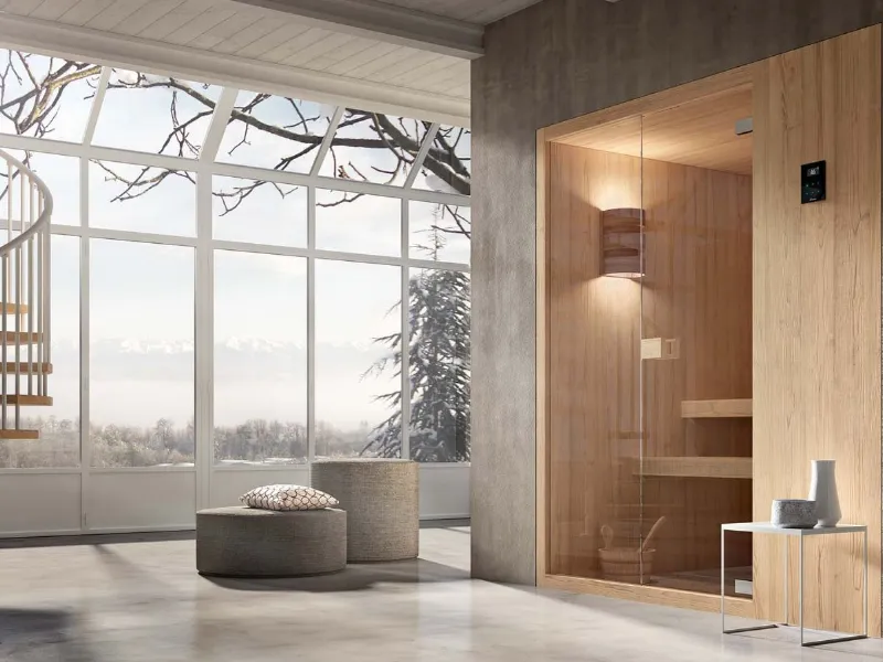 Albatros - Soha S, sauna finlandese in legno d'abete e vetro