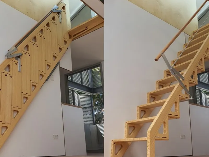 Bcompact Hybrid Stair di Bcompact, scala retrattile in legno