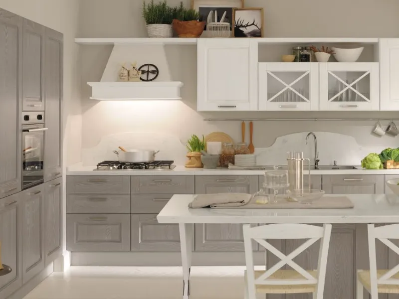 Cucina classica contemporanea Agnese di Lube, top in Okite