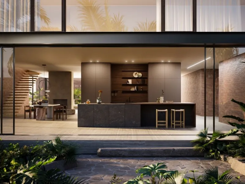Ampie distanze nella cucina modulare All-arounD di Doimo Cucine