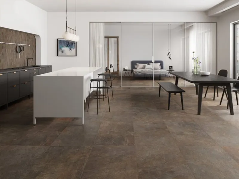 Superfici graffiate e rugginose per le nuove piastrelle Absolute Stone di Cerdom