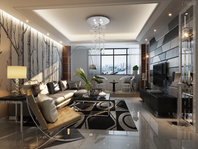 soffitto decorato con controsoffitto e luci