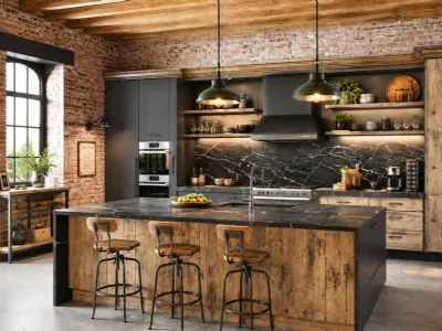 Cucina industriale: materiali grezzi per un'atmosfera autentica
