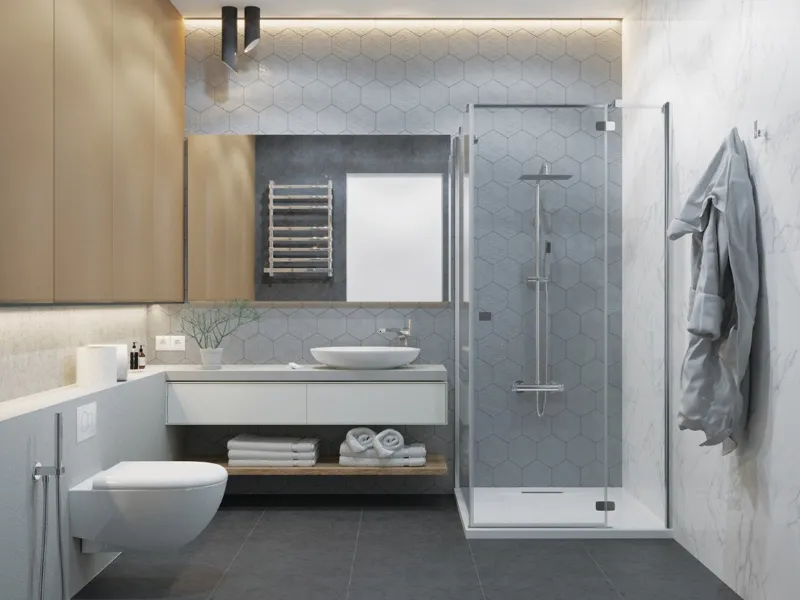 Oro e argento per un bagno super chic