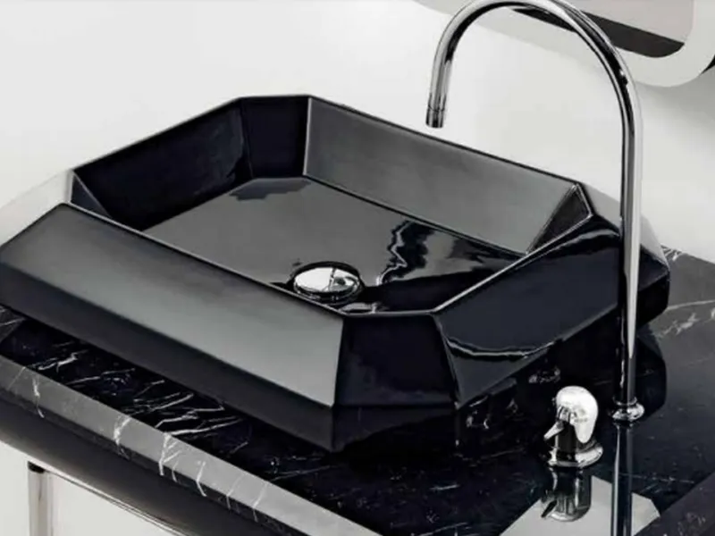 Top lavabo in marmo Nero Marquinia by Bisazza