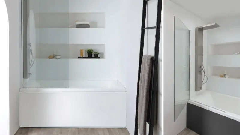 Vasca da bagno rettangolare con doccia Combilight Easy di Kinedo