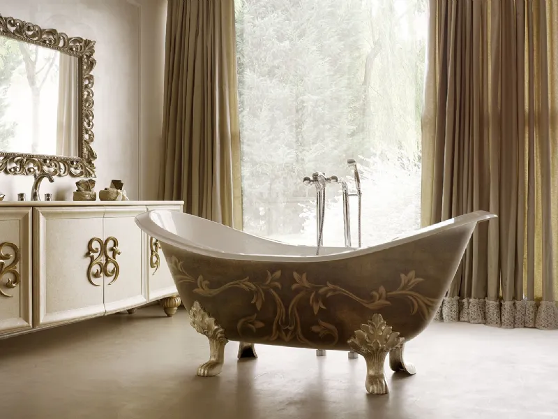 vasca da bagno in ghisa Giusti portos decorata